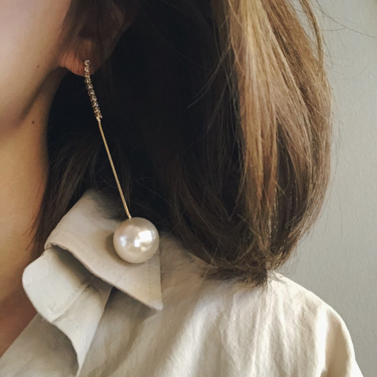 小鑽垂墜珍珠耳環