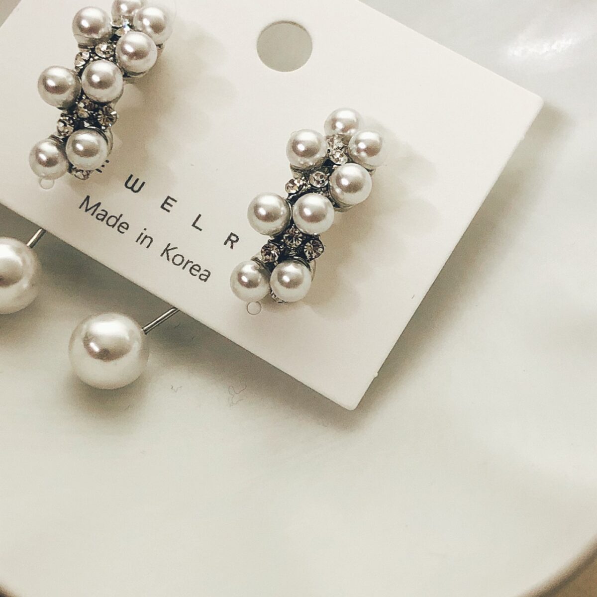 水鑽後掛式珍珠耳環