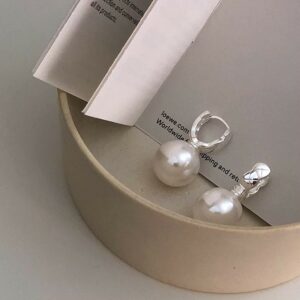 純銀珍珠格紋耳環