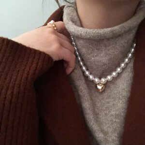 Swarovski水晶珍珠愛心項鍊