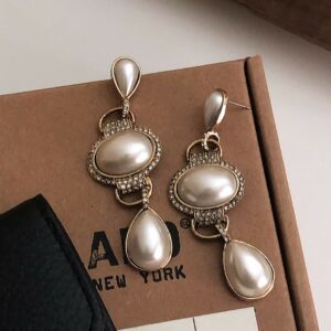 復古垂墜大珍珠耳環