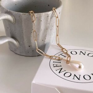 霧金圈鍊珍珠項鍊