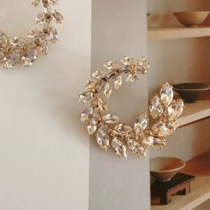 滿鑽圈圈葉耳環