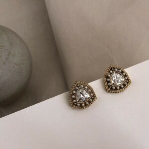 復古小珍珠鑽耳環