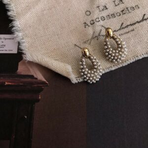 復古橢圓珍珠耳環