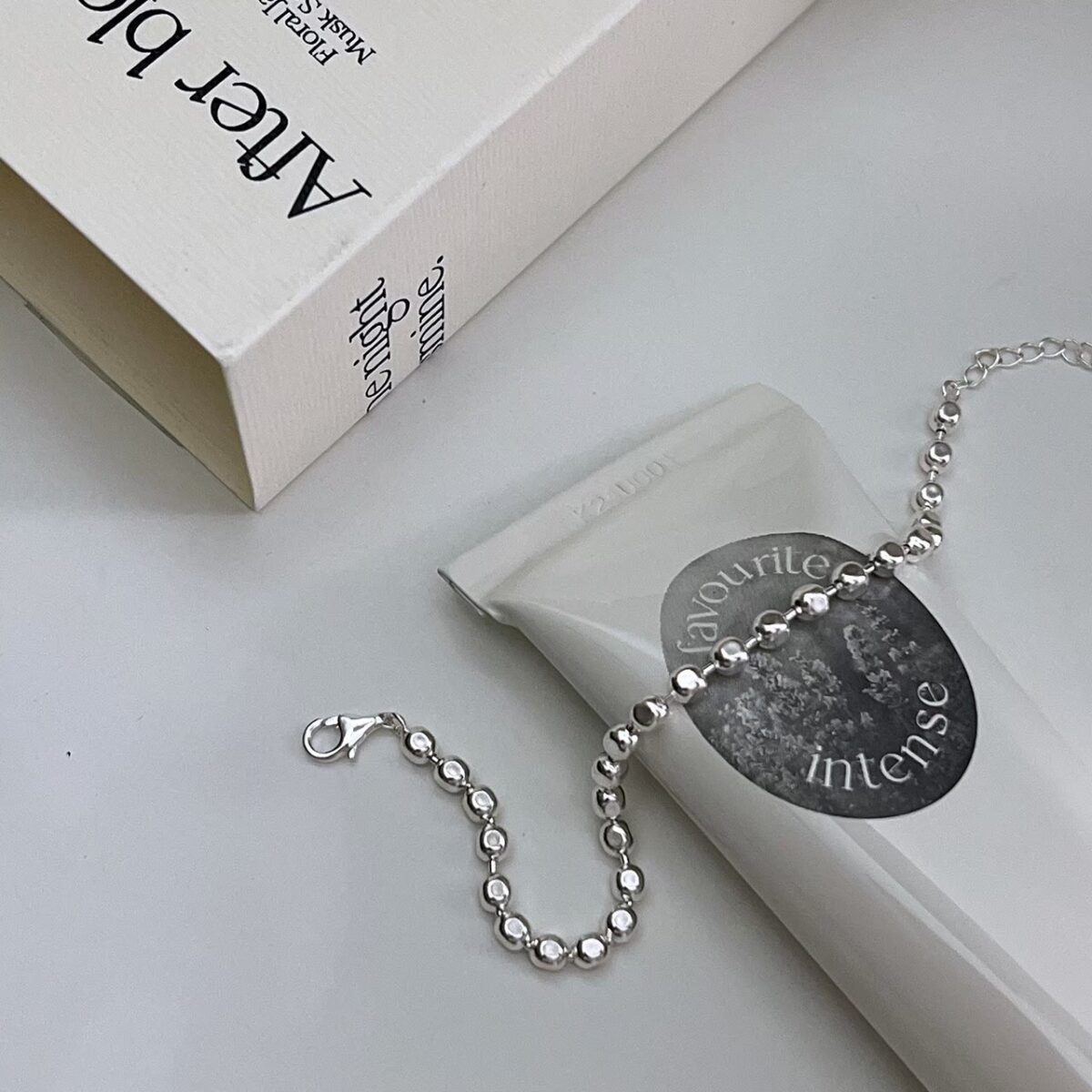 純銀敲面圓球手鍊