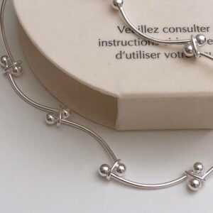 純銀花邊小圓球手鍊