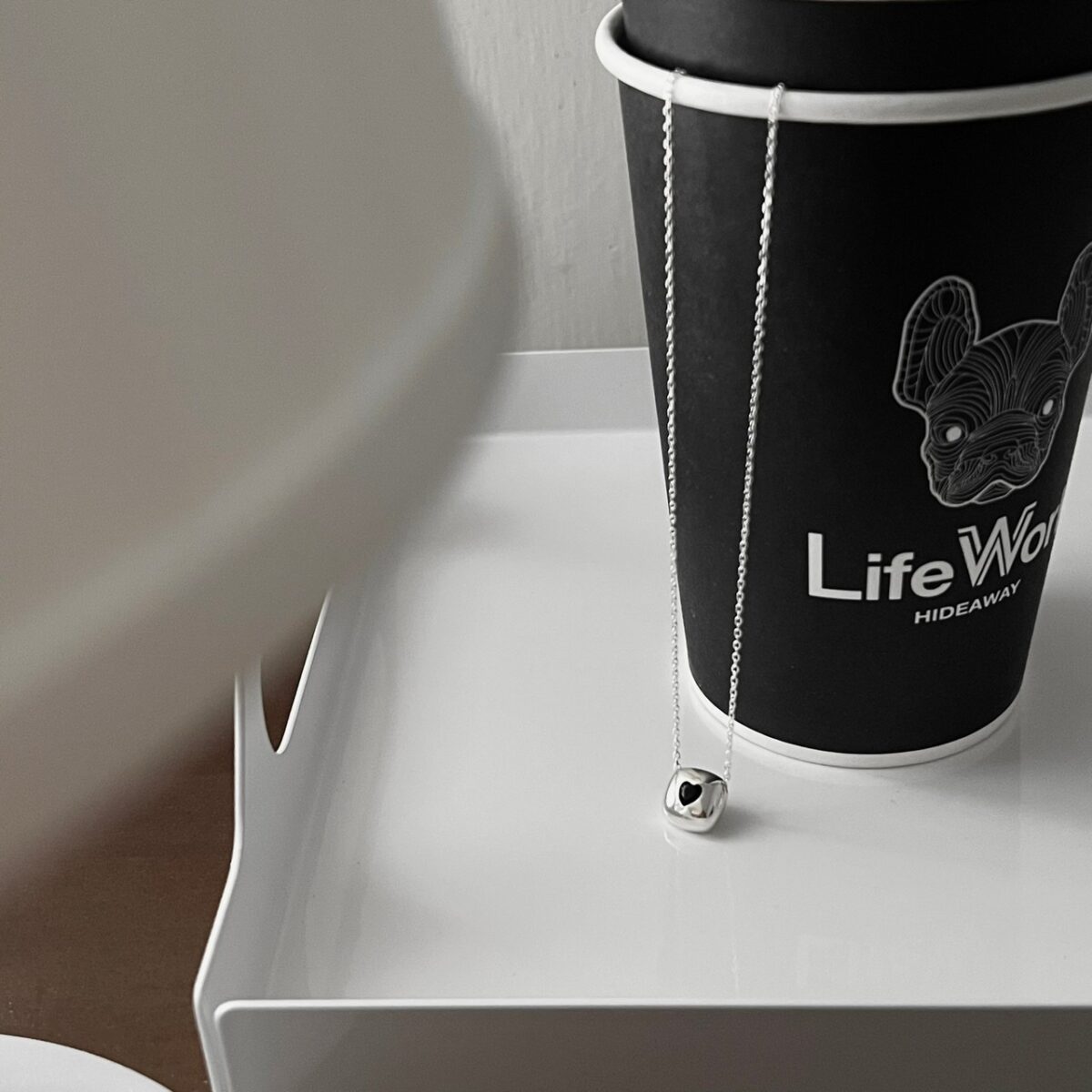 純銀方塊小愛心項鍊