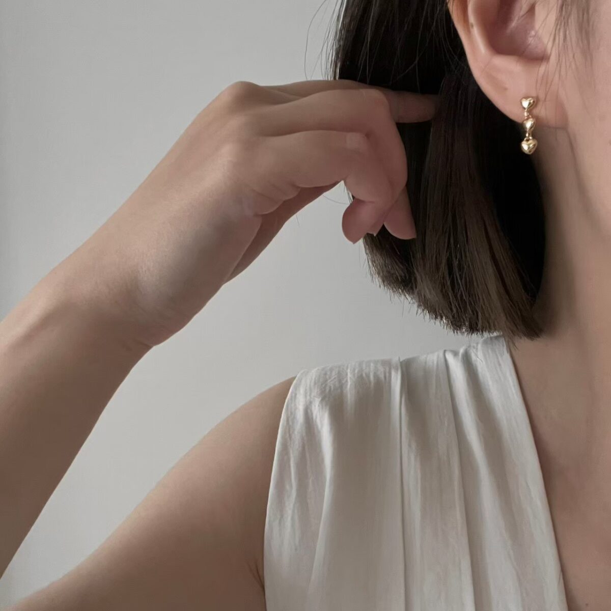 純銀小愛心三連發耳環