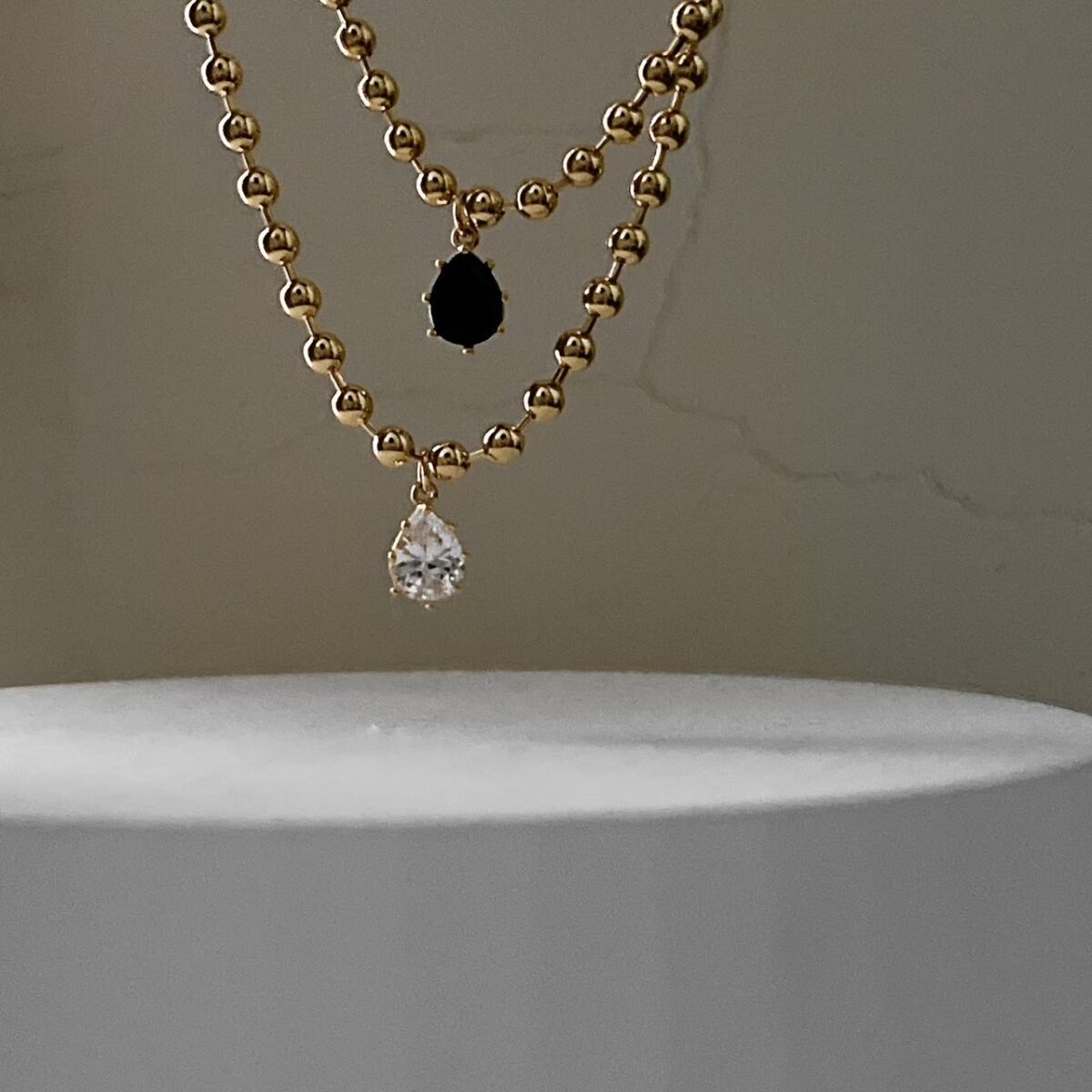 水滴小鑽圓珠項鍊