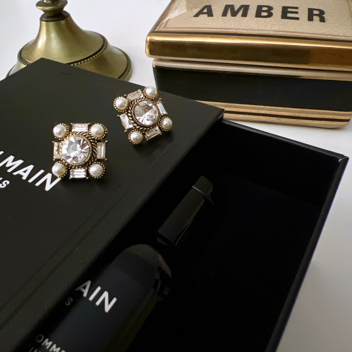 小圓鑽珍珠耳環