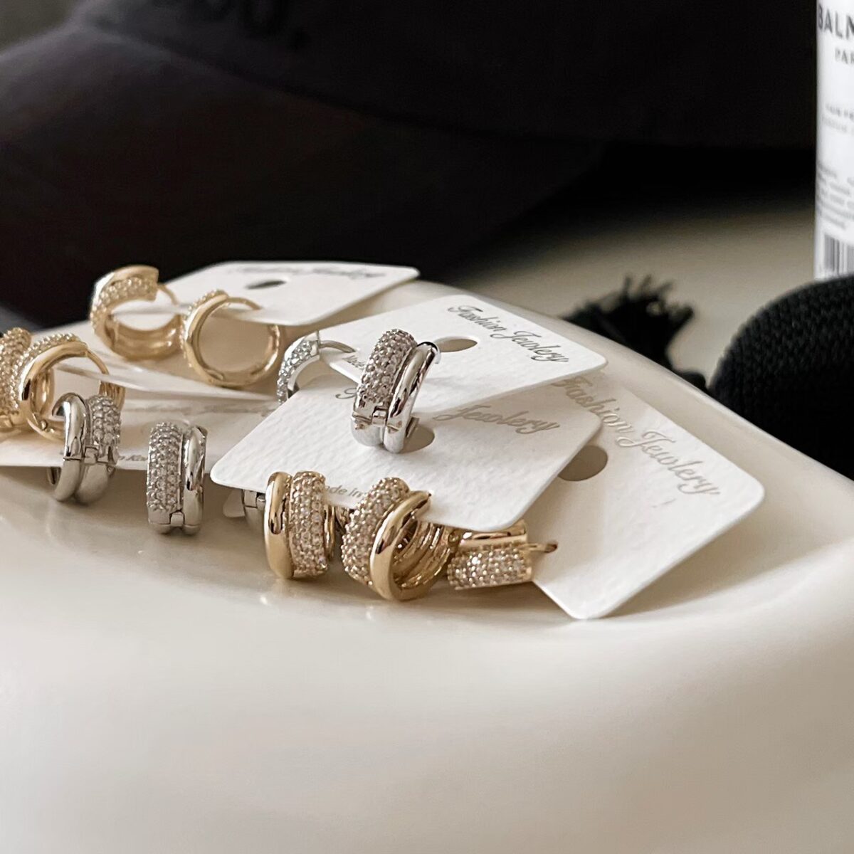 小鑽雙圈易扣式耳環