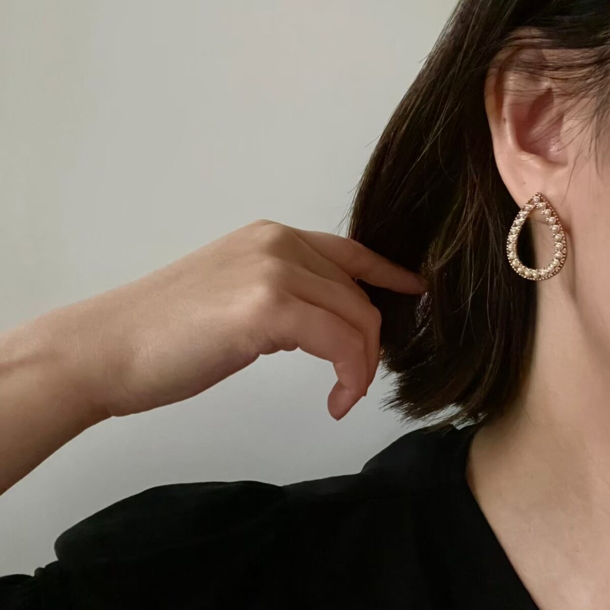 水滴小珍珠耳環