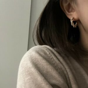 小珍珠麻花圈耳環