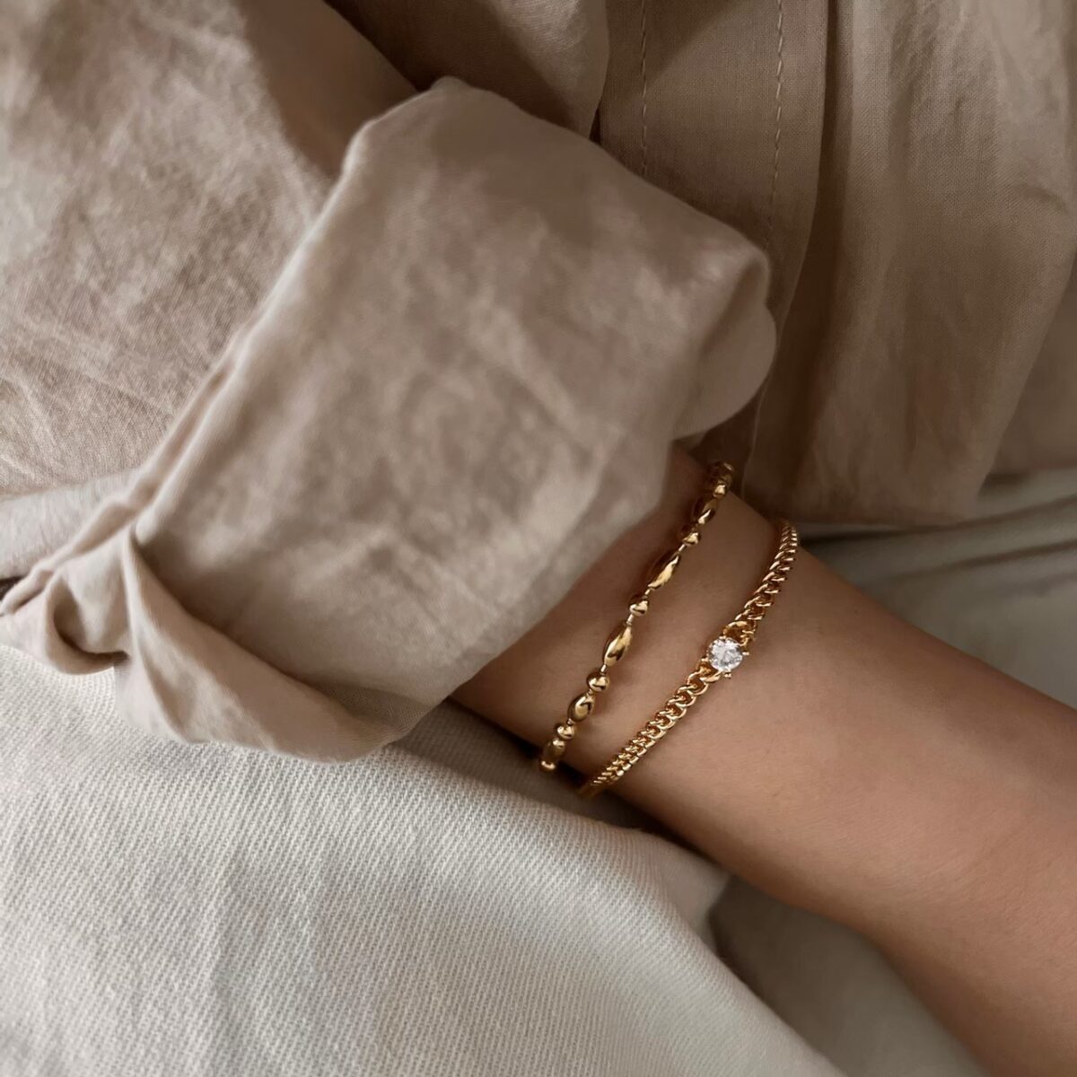 純銀小方鑽手鍊