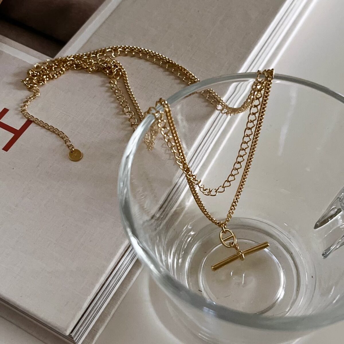 純銀小豬鼻橫槓雙層項鍊