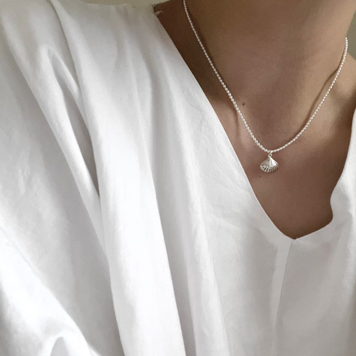純銀貝殼小珍珠項鍊