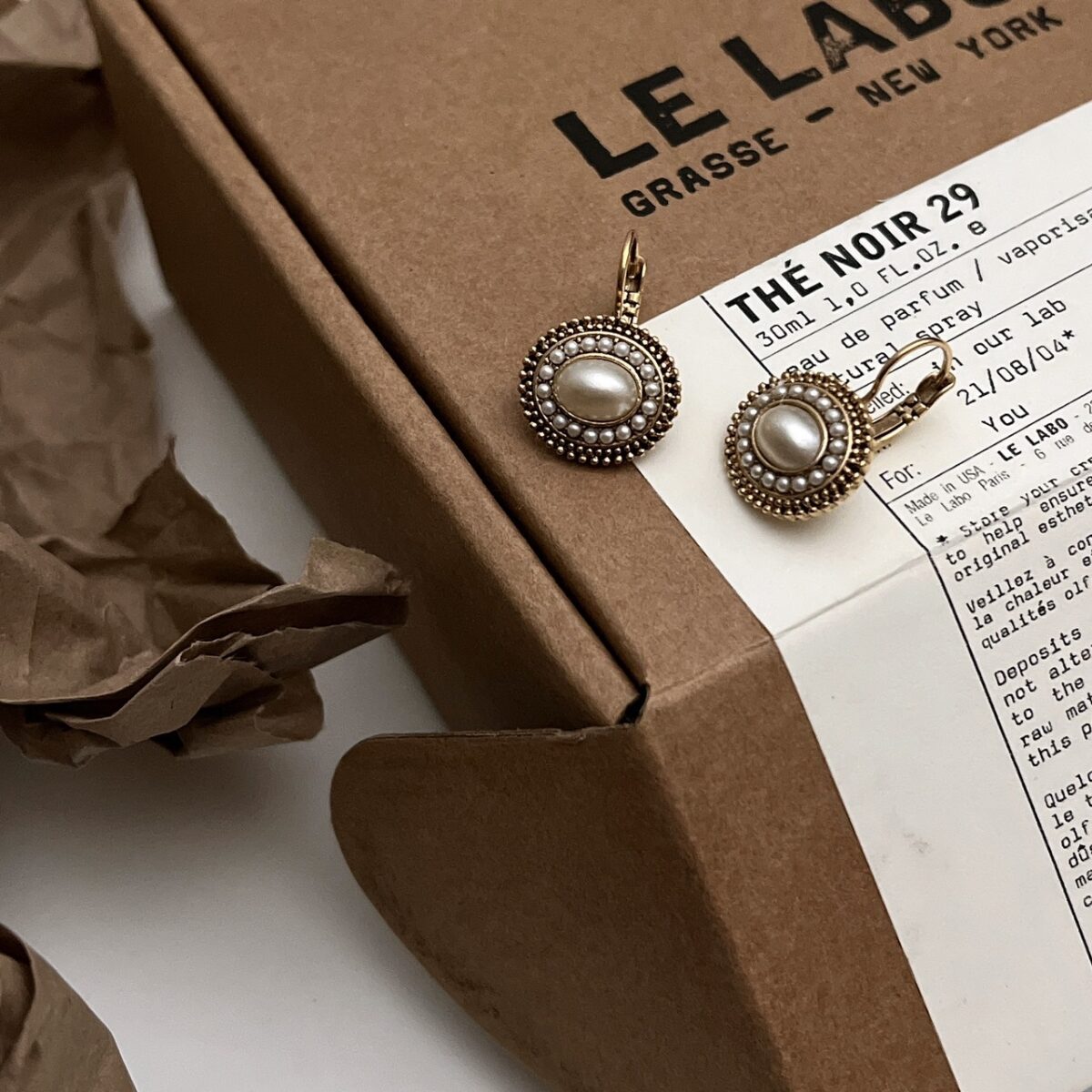 橢圓珍珠垂墜耳環