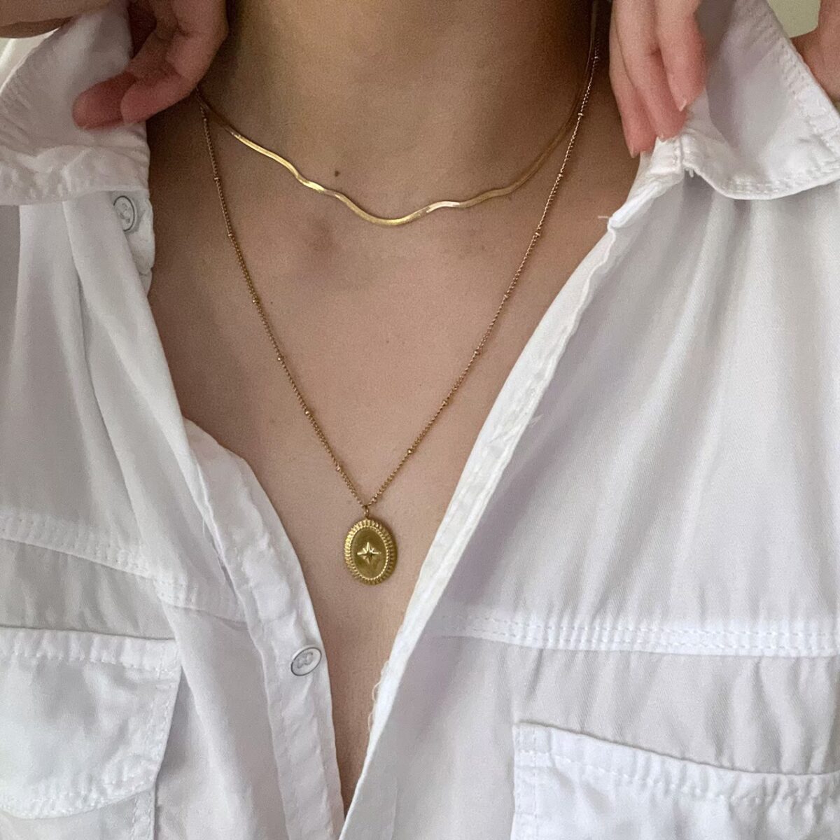 橢圓光芒雙層項鍊