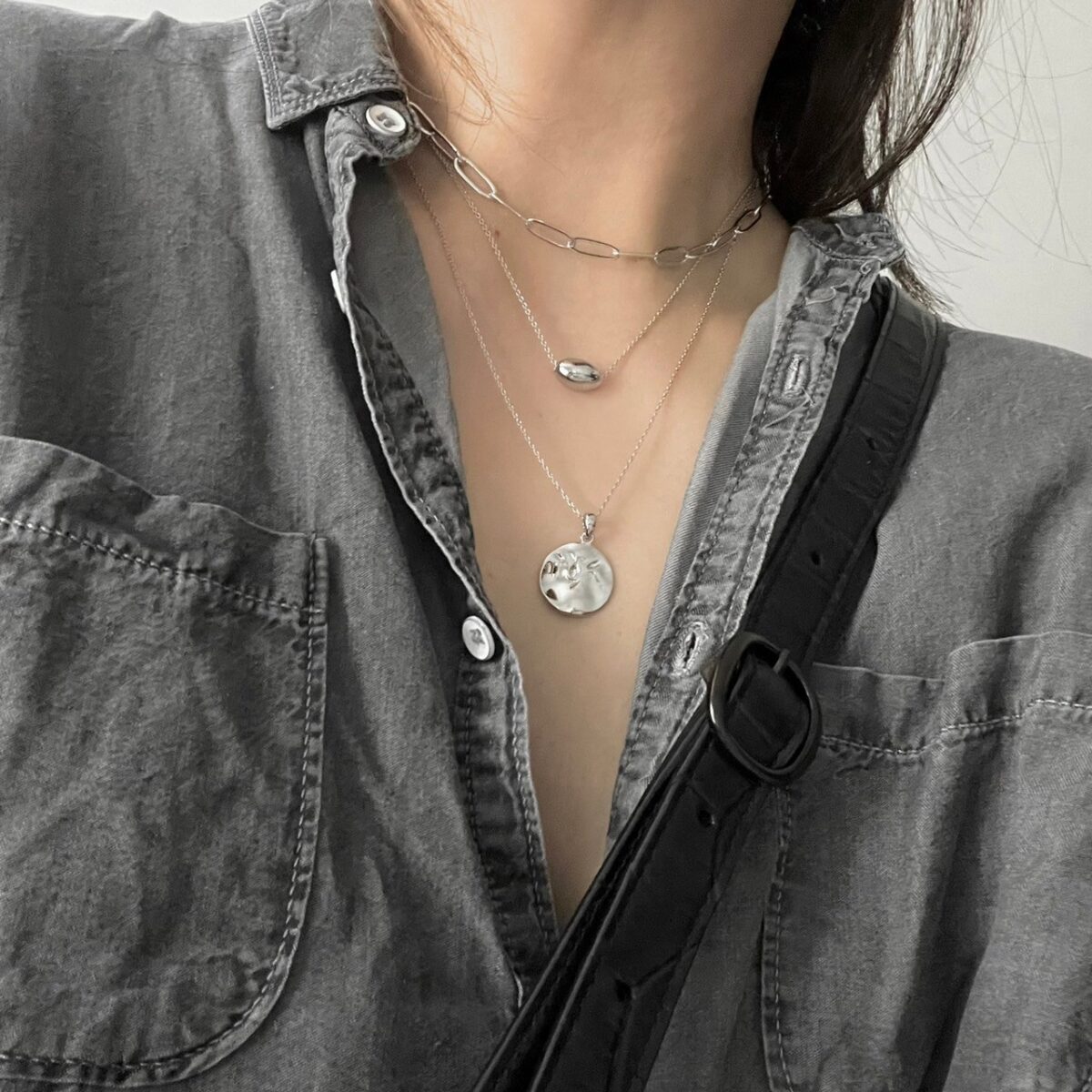 層次鍊條圓牌組合項鍊