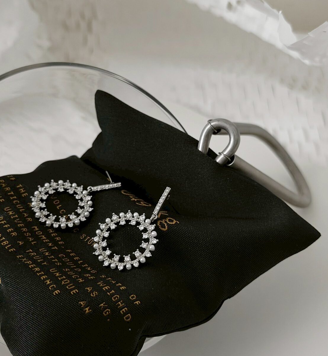 圈圈小鑽珍珠耳環